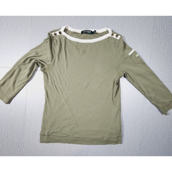 Lauren Ralph Lauren Tops - Lauren Ralph Lauren Long Sleeve Shirt Green Shoulder Button Women's Large